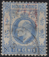 Hong Kong 1904-11 Used Sc 95 10c Edward VII Hinge Remnant - Gebruikt