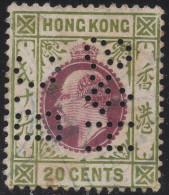 Hong Kong 1904-11 Used Sc 98 20c Edward VII Perfin H&S B.C - Gebraucht