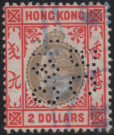 Hong Kong 1904-11 Used Sc 104 $2 Edward VII Perfin H&S B.C - Oblitérés