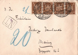 ! 1925 Brief Aus Düsseldorf, Sonderstempel Kunst- Jagd- Fischerei Ausstellung, Gelaufen N. Mainz Nachtaxierung Taxe Stpl - Machine Stamps (ATM)
