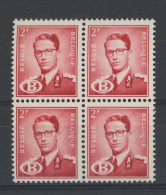 S.58. **. Roi Baudouin 2F Rouge  Bloc De 4 **. Cote 160-€. Postfris - Nuevos