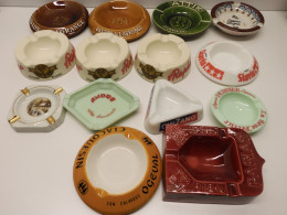 *LOT De 14 CENDRIERS PUB BISTROT PORCELAINE OPALINE PINEAU COGNAC CUSENIER   E - Porcelaine