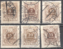 Poland 1924 - Postage Due - Mi.65II-72II - 6v - Used - Segnatasse