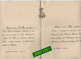 VP21.792 - NOTRE DAME DE TOUCHET X CARNET 1893 - Faire - Part De Mariage De Mr ARMAND LOIR Avec Melle Angèle LE BAS - Hochzeit