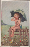 Wally Fialkowska  Enfant Kid Umbrella Old PC. Cpa. 1919 - Fialkowska, Wally
