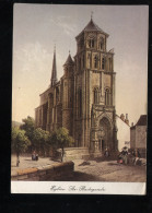45 - Gien : L'Eglise Ste Jeanne D'Arc, Le Château Et Le Pont Sur La Loire (Gravure Du 19è Siècle) - Gien