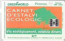 CARTE-PUCE-ANDORRE-100U-AND97-SC7-11/98-GREEN WORLD-10000Ex-Utilisé-TBE - Andorre