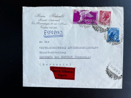 ITALY ITALIA 1955 EXPRESS LETTER ROME ROMA TO HOCHST IM ODENWALD 12-09-1955 ITALIE EXPRES - Express-post/pneumatisch