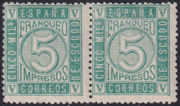 Spain 1867 Sc 94 Espana Ed 93 Yt 93 Pair MLH* - Nuevos
