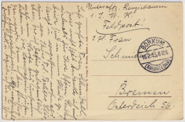 ALLEMAGNE / GERMANY - 1915 Feldpost Post Card From A Sergeant At BORKUM (Nordseebad) To Bremen - Briefe U. Dokumente