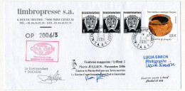 TAAF - Env. Affr 0,50 Chaudron De Phoquier + Blasons Obl Alfred Faure Crozet 9/11/2006 + Divers Cachets OP 2006/3 - Cartas & Documentos