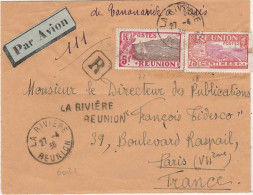 REUNION - Lettre Recommandée Par Avion De LA RIVIERE à Destination De PARIS - Briefe U. Dokumente