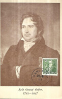 Suède  Carte Maximum  Erik Gustaf Geijer 1783 - 1847 - Maximum Cards & Covers