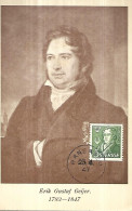 Suède  Carte Maximum  Erik Gustaf Geijer 1783 - 1847 - Maximumkaarten (CM)