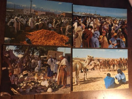 4 Cpm, Marchés Animés, MAROC, Souks, Séries Maroc Typique, Pittoresque, Tanger, Jbel Aiachi Marchés Aux Chameaux - Markets