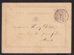 DDDD 759 -- Entier Lion Couché -Double Cercle GODARVILLE 1875 Vers MONS - Facteur 6 - Signé Perniaux - Postkarten 1871-1909