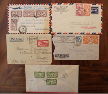 Lot 5 Enveloppes Indochine France Cover Colonie French Indo China Viet Nam Vietnam Air Mail Poste Aérienne - Briefe U. Dokumente