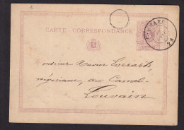 DDDD 766 -- Entier Lion Couché Double Cercle ESEMAEL 1875 Vers LOUVAIN - Origine Manuscrite OP-HEYLISSEM - Signé Liégeoi - Tarjetas 1871-1909