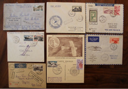Lot 7 Enveloppes France Cover Air Mail Poste Aérienne Pour Cayenne Guyane Argentine Italie Madagascar Muret - First Flight Covers