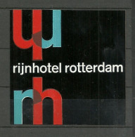 NETHERLANDS Nederland RIJNHOTEL Amsterdam Vignette Advertising Poster Stamp Reklamemarke Sticker MNH - Hotel- & Gaststättengewerbe