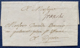 Lettre 1737 LENAIN N°7 L4 De Chatillon Sur Seine Pour DIJON Marque Manuscrit " FRANCHE " Pas Courant ! - ....-1700: Précurseurs