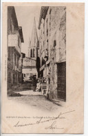 Carte Postale Ancienne Airvault - Le Clocher Et La Rue Poste Caillon - Airvault