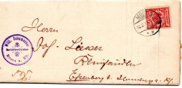 64546 - Deutsches Reich - 1893 - 10Pfg Krone & Adler EF A FaltBf MOERS -> HOMBERG - Covers & Documents