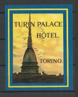 ITALY Italia Turin Palace HOTEL Torino Vignette Advertising Poster Stamp Reklamemarke MNH - Settore Alberghiero & Ristorazione
