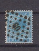 BELGIË - OBP - 1865/66 - Nr 18 A (T/D 15) - (PT 60 - BRUXELLES)  - Coba  + 1.00€ - Punktstempel