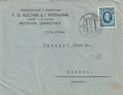 Slovaquie Lettre Bratislava Pour La Suisse 1944 - Cartas & Documentos