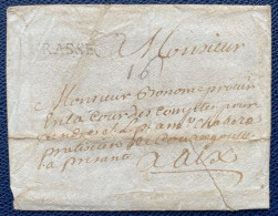 Enveloppe Avec Sa Lettre (à Mon Compère...) 1724 Marque GRASSE  (PD 24 Mm LENAIN N°2 Indice 12) Pas Si Courant - ....-1700: Précurseurs