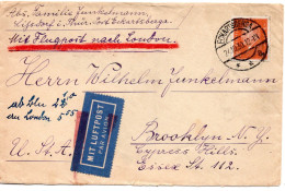 64565 - Deutsches Reich - 1930 - 45Pfg Ebert EF A LpBf ECKARTSBERGA -> London -> Brooklyn, NY (USA) - Cartas & Documentos