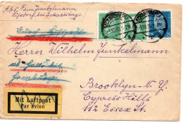 64566 - Deutsches Reich - 1930 - 25Pfg Hindenburg MiF A LpBf ECKARTSBERGA -> Hamburg -> Brooklyn, NY (USA) - Storia Postale