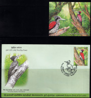 BIRDS - SRI LANKA GREATER FLAMEBACK - MS + FDC- SRI LANKA-2021 -CANCELLED AT TEMPLE TREES- BX4-18 - Spechten En Klimvogels