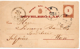 64571 - Ungarn - 1876 - 2f GAKte UNGVAR -> WIEN - Covers & Documents