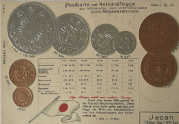 Japan Serie 1 No. 14 // Münzkarte Prägedruck - Coin Card Embossed  19?? - Andere & Zonder Classificatie