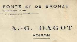 1938 INDUSTRIE ENTETE FONDERIE DE FONTE ET DE BRONZE A.G.DAGOT à VOIRON Isère Pour Caillet Constructeur Romans Drome - 1900 – 1949