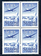 1958 FINLANDIA Finland SET MNH ** Posta Aerea N.4 BLOCCO DI 4 (quartina) - Ungebraucht