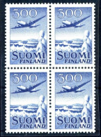 1958 FINLANDIA Finland SET MNH ** Posta Aerea N.4 BLOCCO DI 4 (quartina) - Neufs