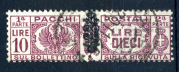 1945 LUOGOTENENZA PACCHI POSTALI N.58 USATO 10 Lire - Postpaketten