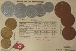 Tunis // Münzkarte Prägedruck - Coin Card Embossed  19?? - Münzen (Abb.)