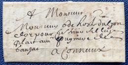 LETTRE 24 Sept 1686 De MOUZAY Pour CONNAUX + Taxe 2 + Au Dos Marque "Vérifié" Intéressant ! - ....-1700: Precursors