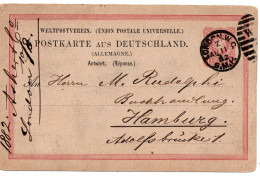 64588 - Deutsches Reich - 1882 - 10Pfg GAAntwKte(Antwortteil) LONDON -> HAMBURG - Storia Postale