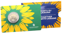 Lithuania Together With Ukraine, SLAVA Ukraine 2 Euro !!! Coin CARD !!!  2023 Year - BU - Litouwen