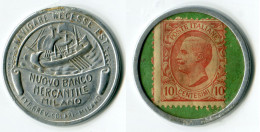 N93-0733 - Timbre-monnaie Nuovo Banco Mercantile 10 Centesimi - Francobollo Moneta - Kapselgeld - Encased Stamp - Notgeld