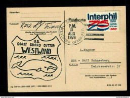 187) Guardia Costiera Intero Postale U.S. Navy COAST GUARD CUTTER Timbro Nave WESTWIND Per DDR Schneeberg 1976 - Autres (Mer)