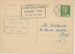 LIMOGES (87) Décoration (flamme Foire Exposition 1956 ) Pour PARIS (75) Carte Lettre N°1010cp1 Cote 5€ - Cartes-lettres