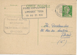 LIMOGES (87) Décoration (flamme Foire Exposition 1956 ) Pour PARIS (75) Carte Lettre N°1010cp1 Cote 5€ - Letter Cards