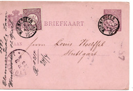 64612 - Niederlande - 1897 - 2.5c. Ziffer GAKte M ZusFrankatur WORMERVEER -> STUTTGART (Deutschland) - Covers & Documents