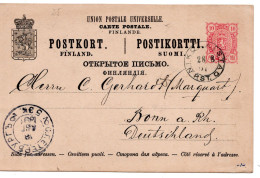 64614 - Finnland - 1891 - 10P GAKte NIKOLAISTAD -> S.PETERBURG -> Deutschland - Lettres & Documents